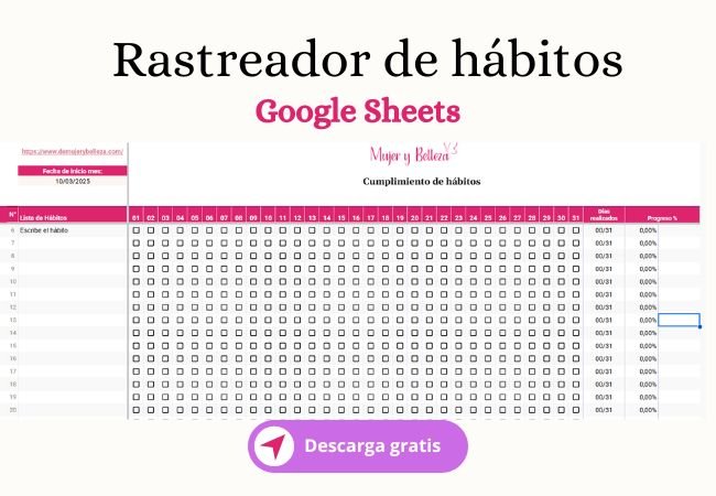 Plantilla Habits Tracker para en google sheets